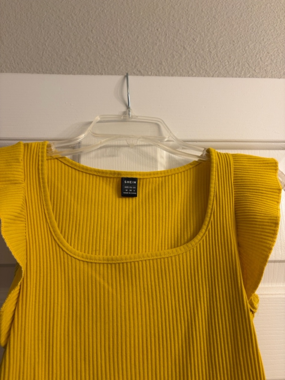 SHEIN Yellow Ribbed Ruffle Tank - Picture 3 of 3